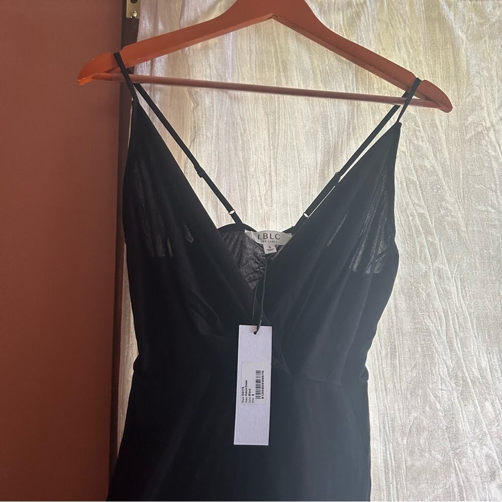 LBLC The Label Revolve Kelcie Midi Gathered Twist Front Dress Slit Black NWT S - Picture 3 of 8